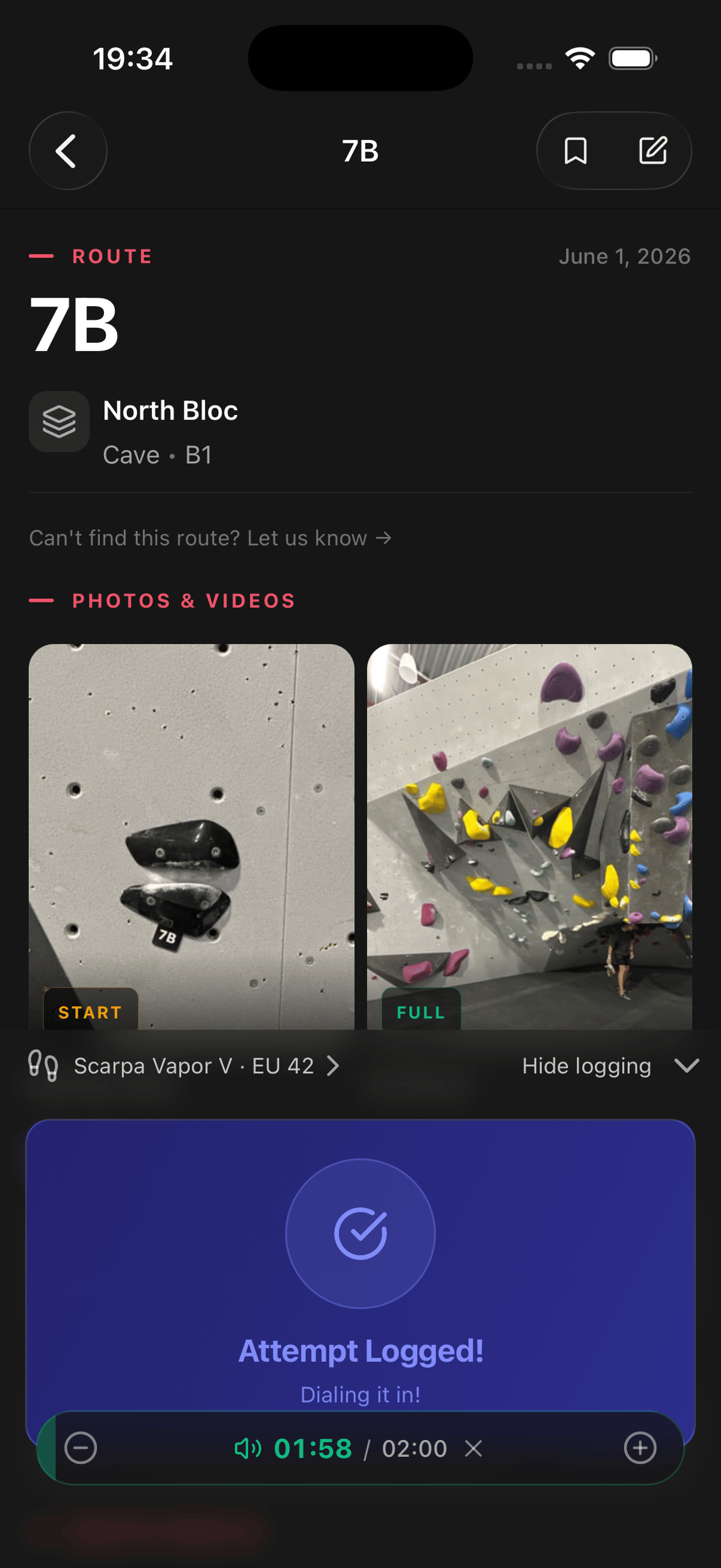 The rest timer counting down between goes