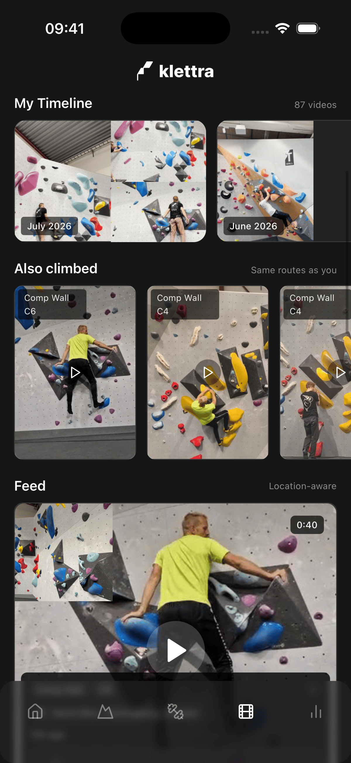 Climbing videos attached to their routes
