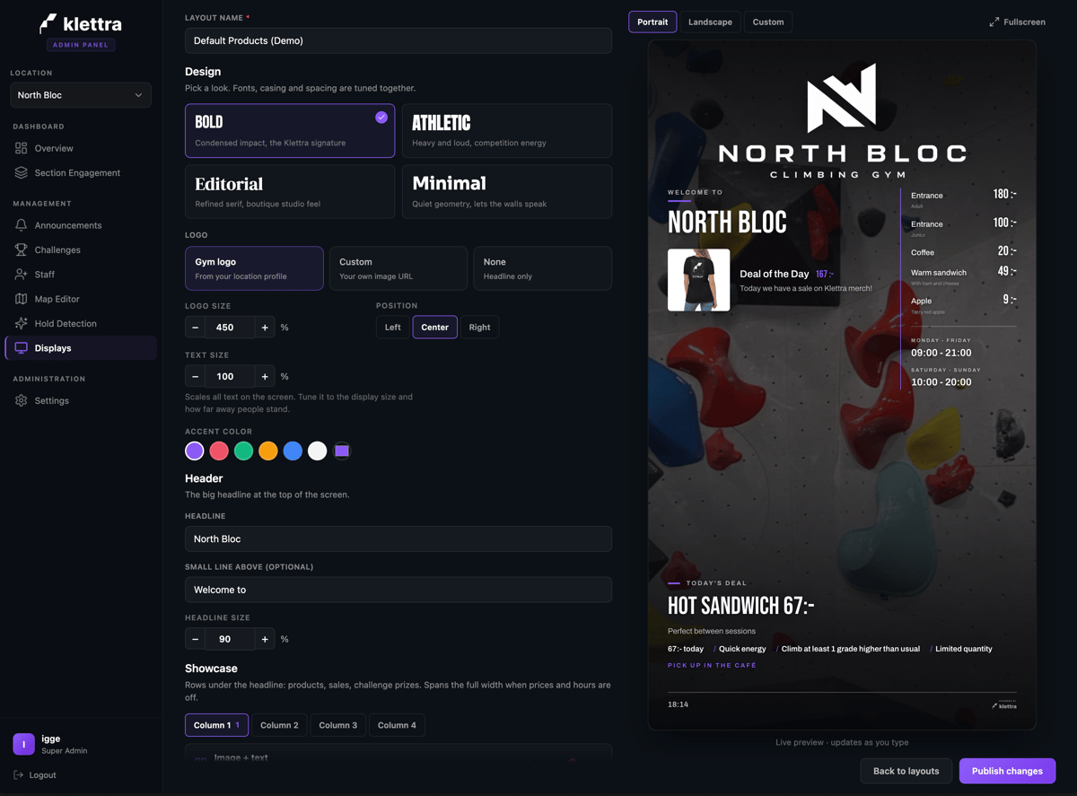 Designing a branded in-gym display